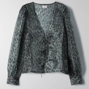NWT Aritzia Little Moon Celestia Blouse in Black/Green